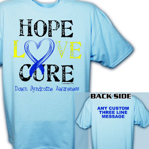 Personalized Hope Love Cure Down Syndrome Awareness T-Shirt